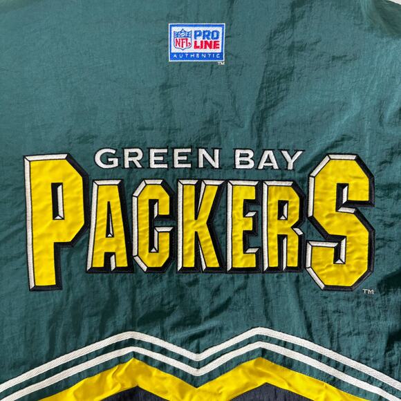 VTG 1990s Pro Line Green Bay Packers NFL Puffer Heavy Jacket Sz L Collectible - Picture 8 of 11